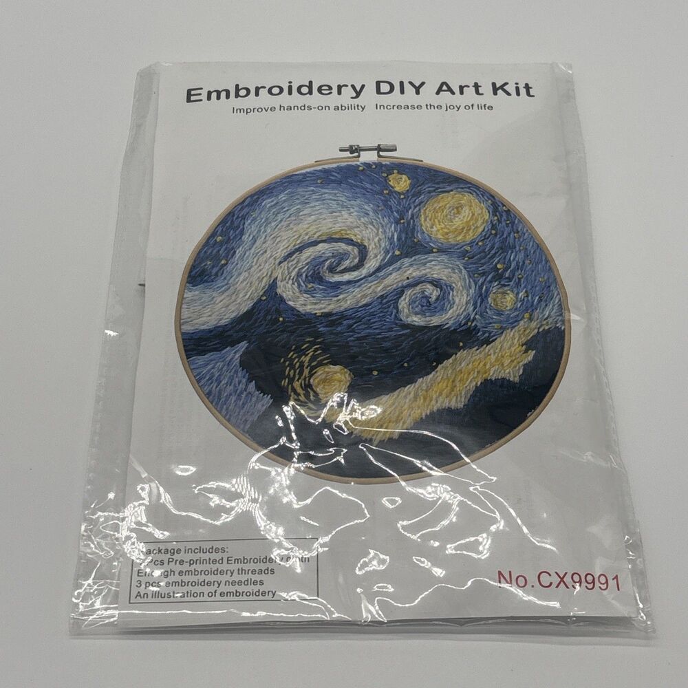 NEW Embroidery Kit Starry Night With No Hoop Included! Just Supplies Needed